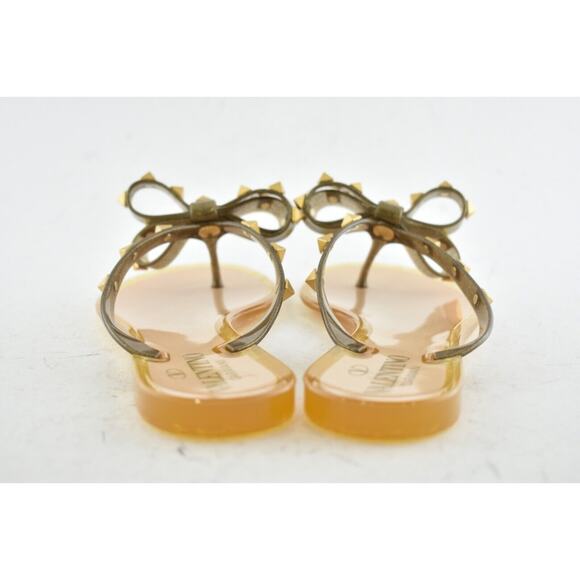 Valentino Rockstud Jelly Bow Bronze Rubber Thong Flat Slide Flip Flop Sandal 35 - Picture 10 of 11